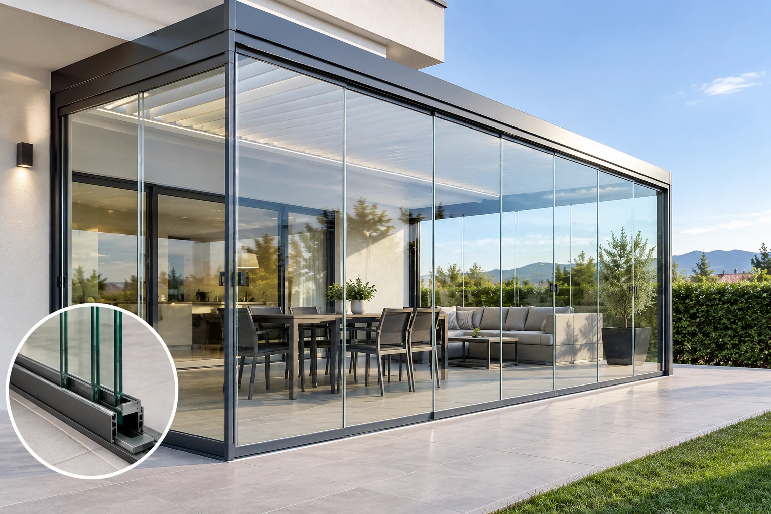 Cerramiento de cristal en una terraza