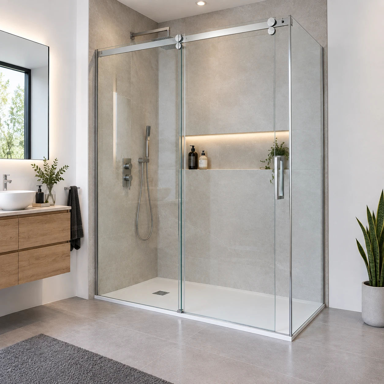 Mampara de baño de cristal corredera