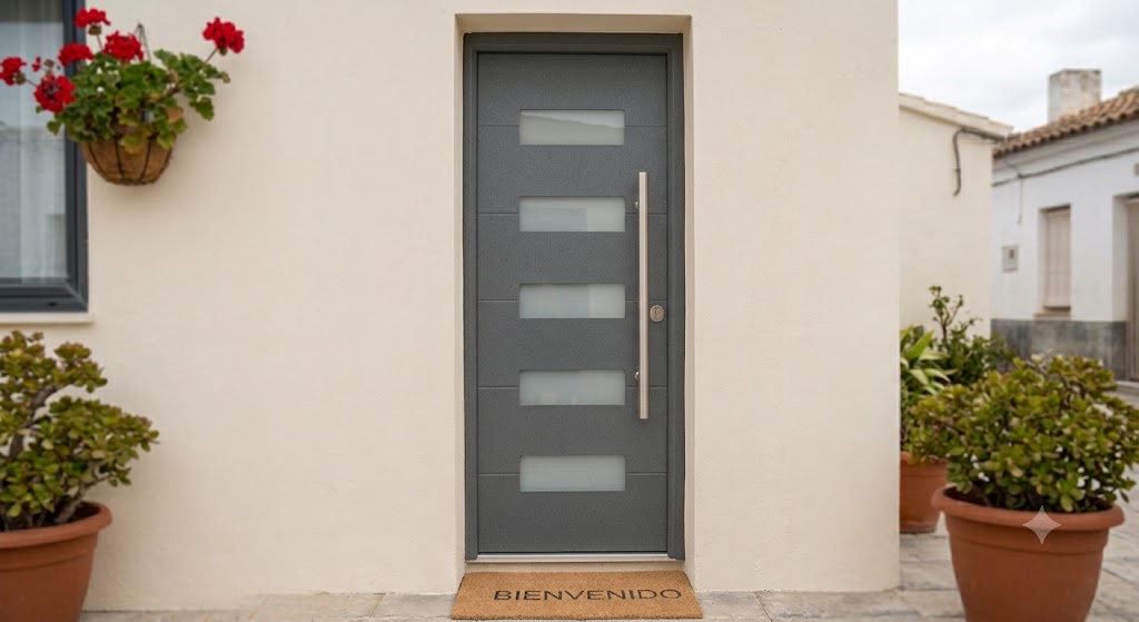 Puerta de entrada prefabricada gris antracita