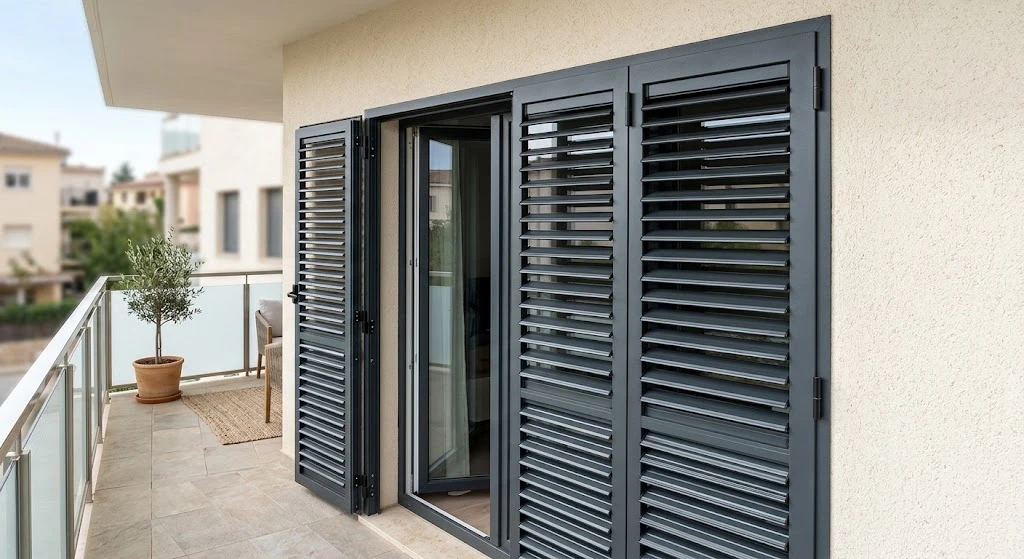 Mallorquinas de aluminio en un balcón