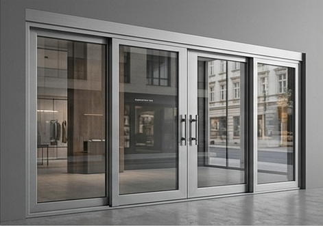 Cerramiento de cristal para un local comercial